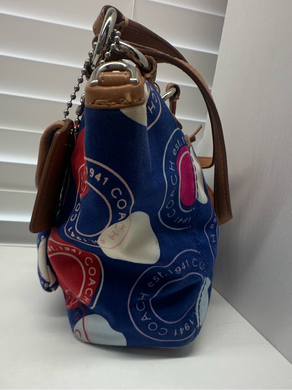 Coach Small Leah Multicolor Polka-Dot Print Bag - Picture 8 of 13
